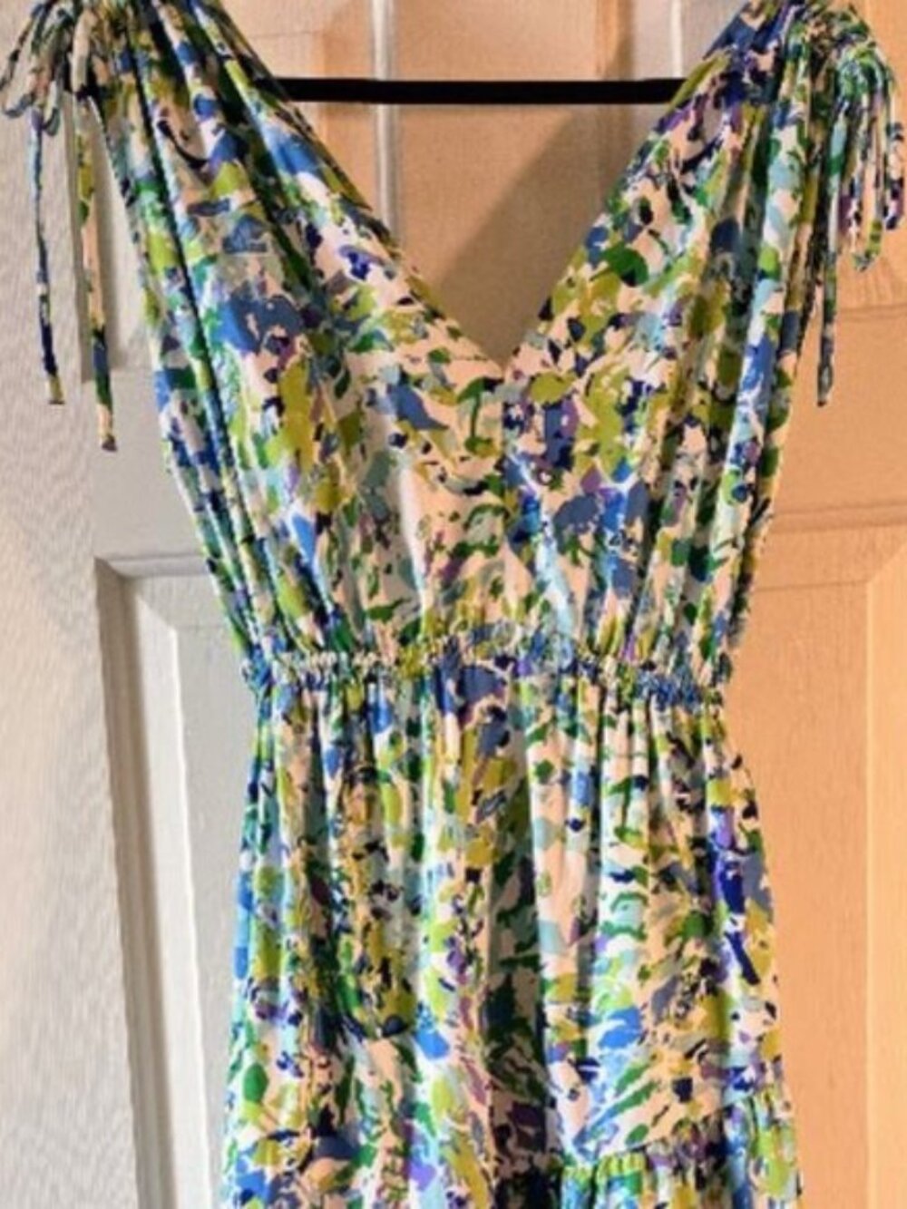 Maggy London Tie Shoulder V-Neck Maxi Dress